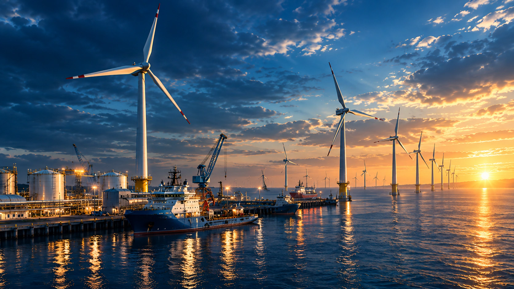 Marine infrastructure supporting offshore wind energy